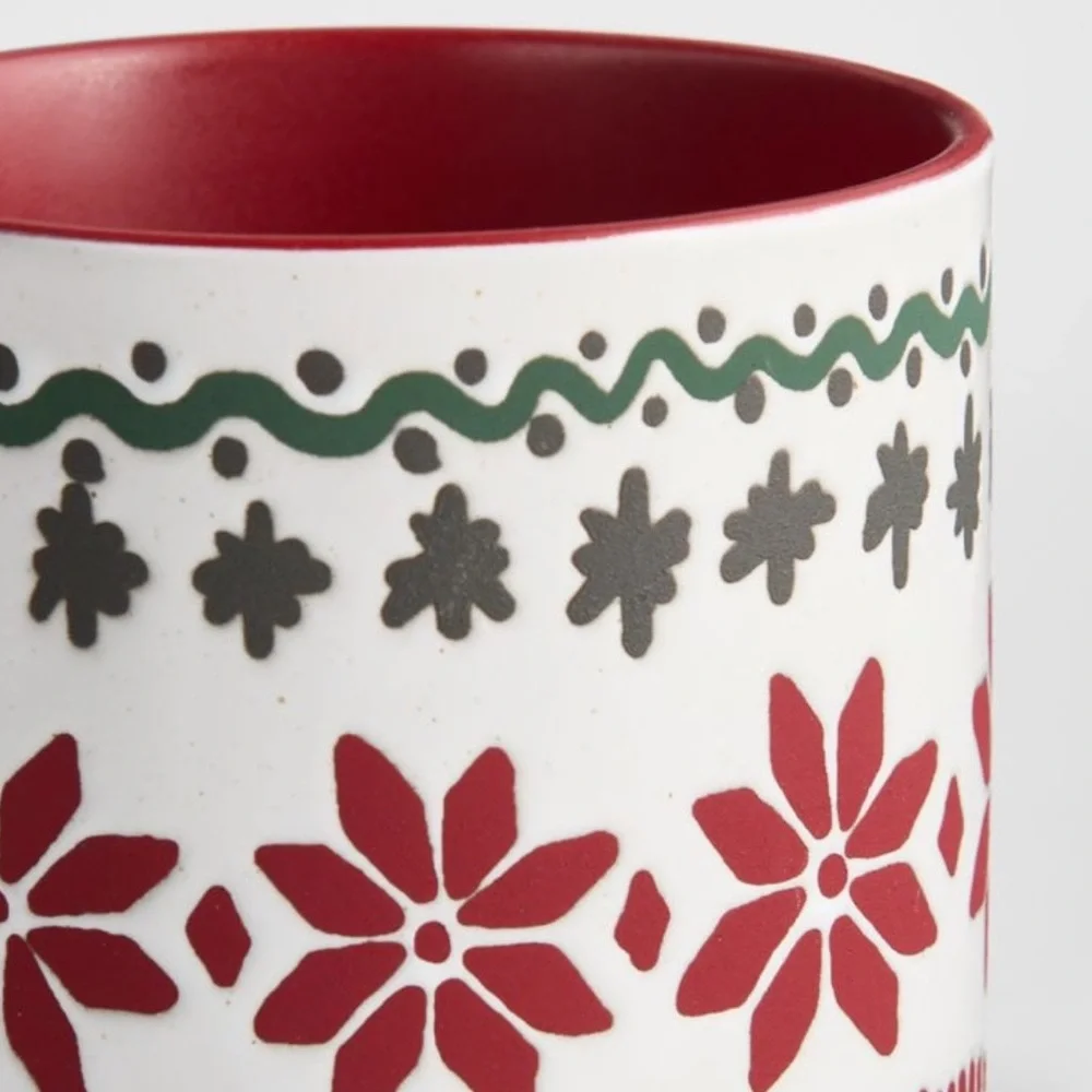 New! Crate&Barrel Nordic Fair Isle Stoneware Mug 14-oz.